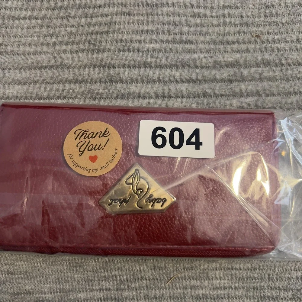 Baby Phat Wallet Womens One Size Red Zip Around‎ Checkbook Cat Logo Faux Leather